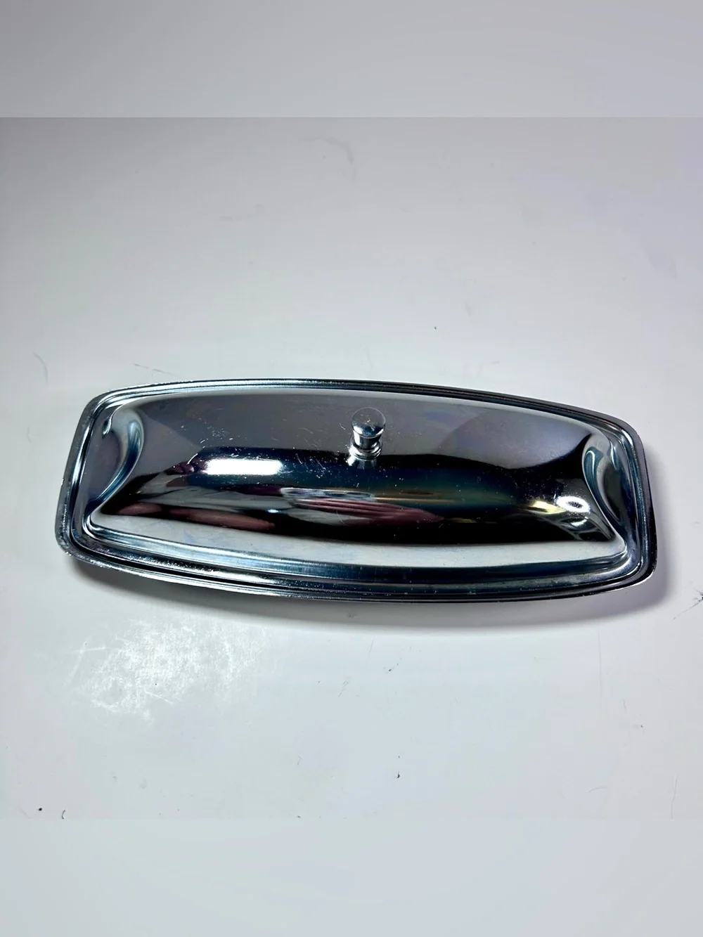 MCM Chrome Butter Dish With Glass Insert